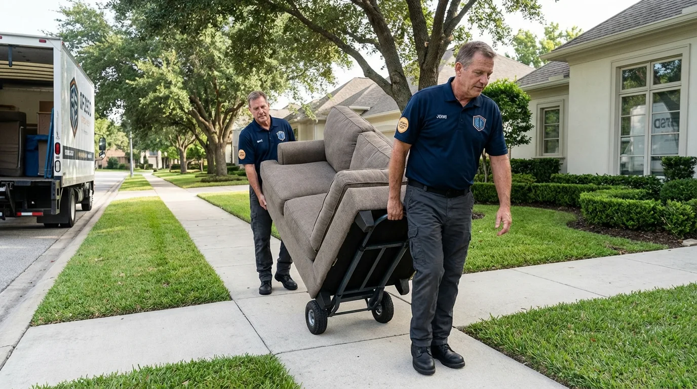 Local residential moving crew loading furniture in Maryville, IL